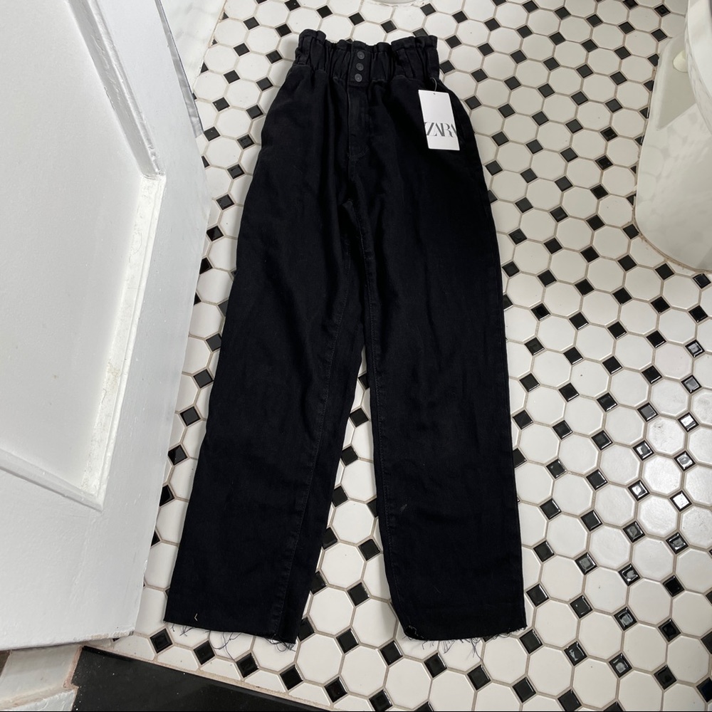 Black Denim Baggy Paperboy Jeans Sz 0